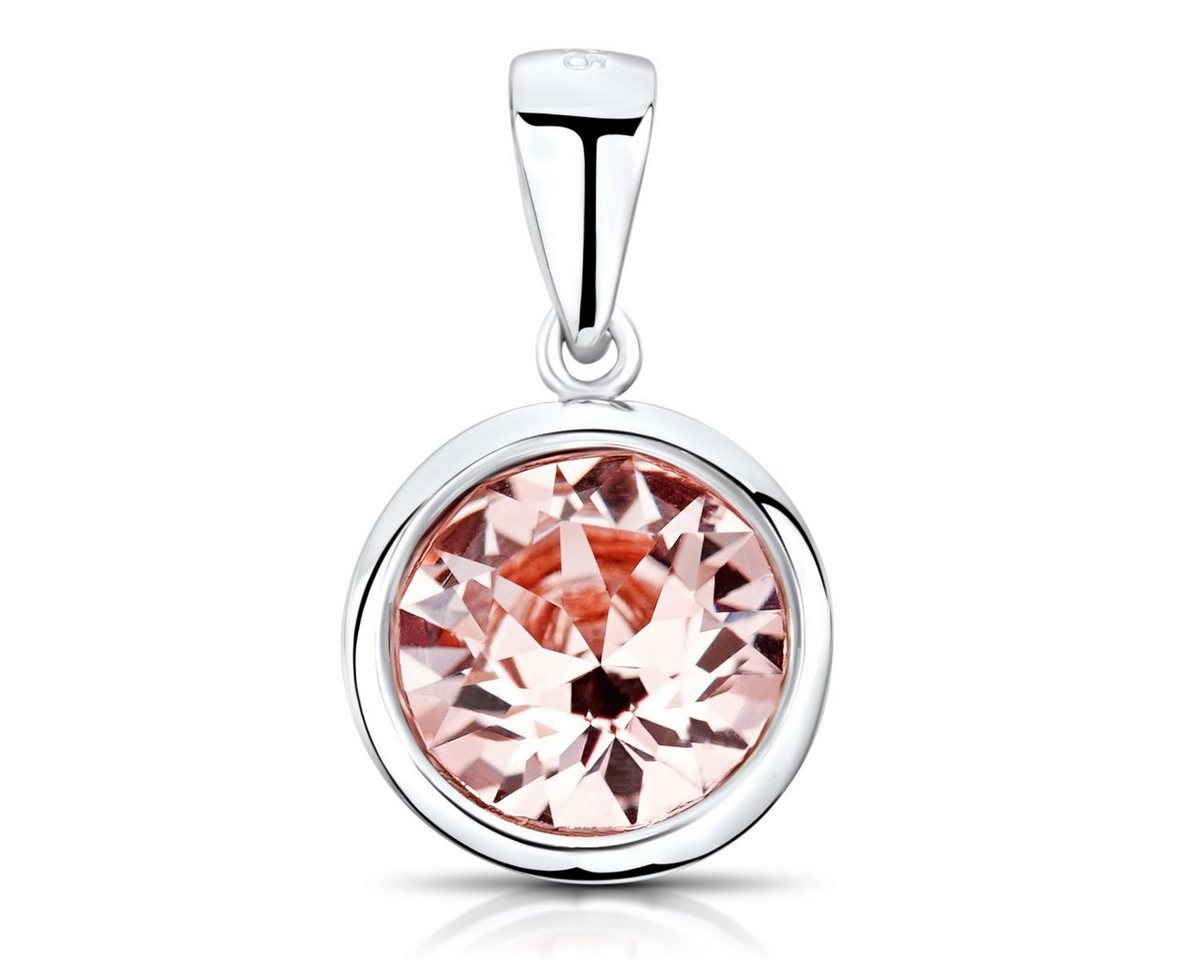 Materia Kristallanhänger Damen Kristallanhänger Ø10mm Apricot KA-462, aus 925 Sterling Silber, rhodiniert von Materia