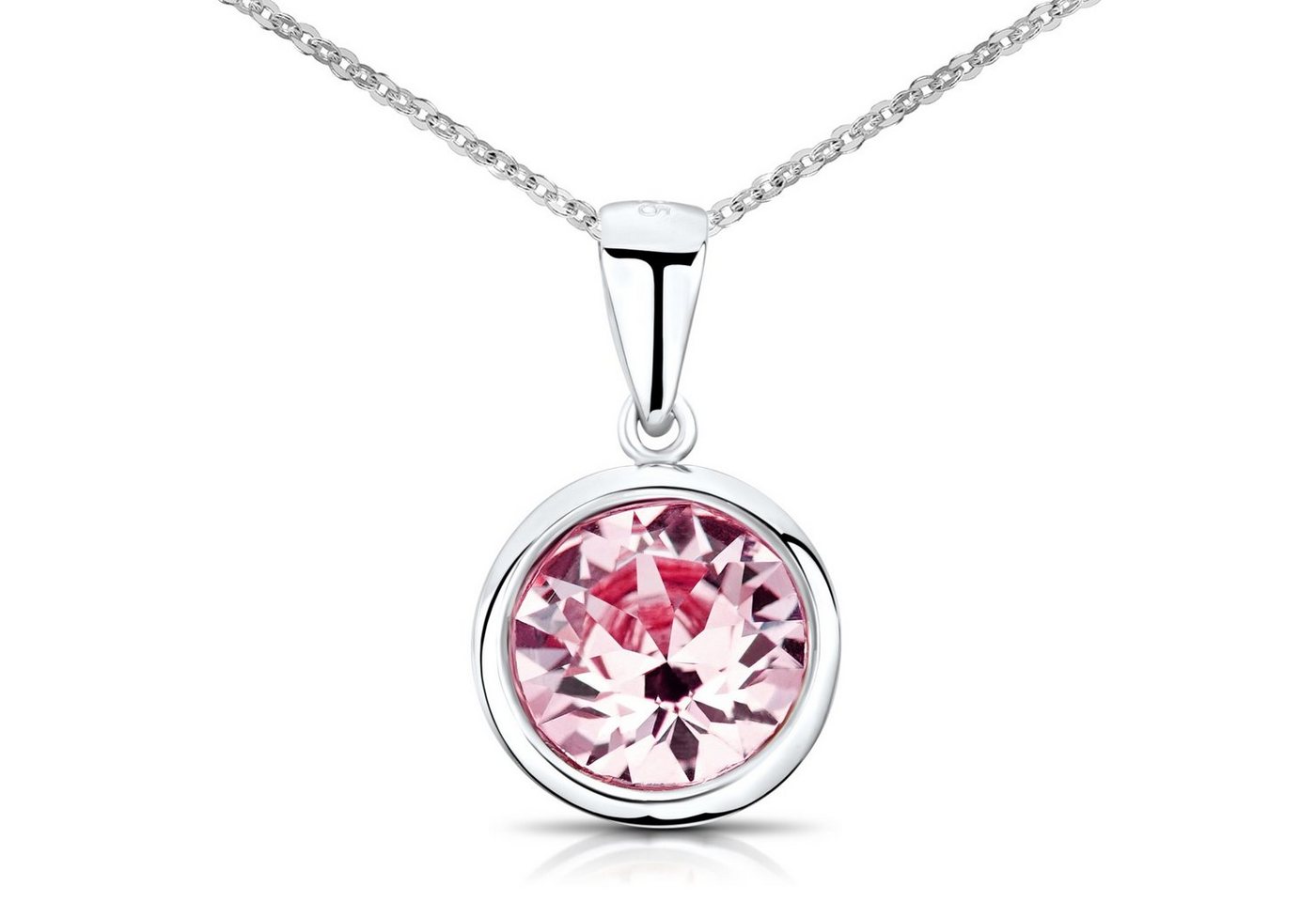 Materia Kristallanhänger Damen Kristallanhänger Ø10mm Rosa KA-462, aus 925 Sterling Silber, rhodiniert von Materia