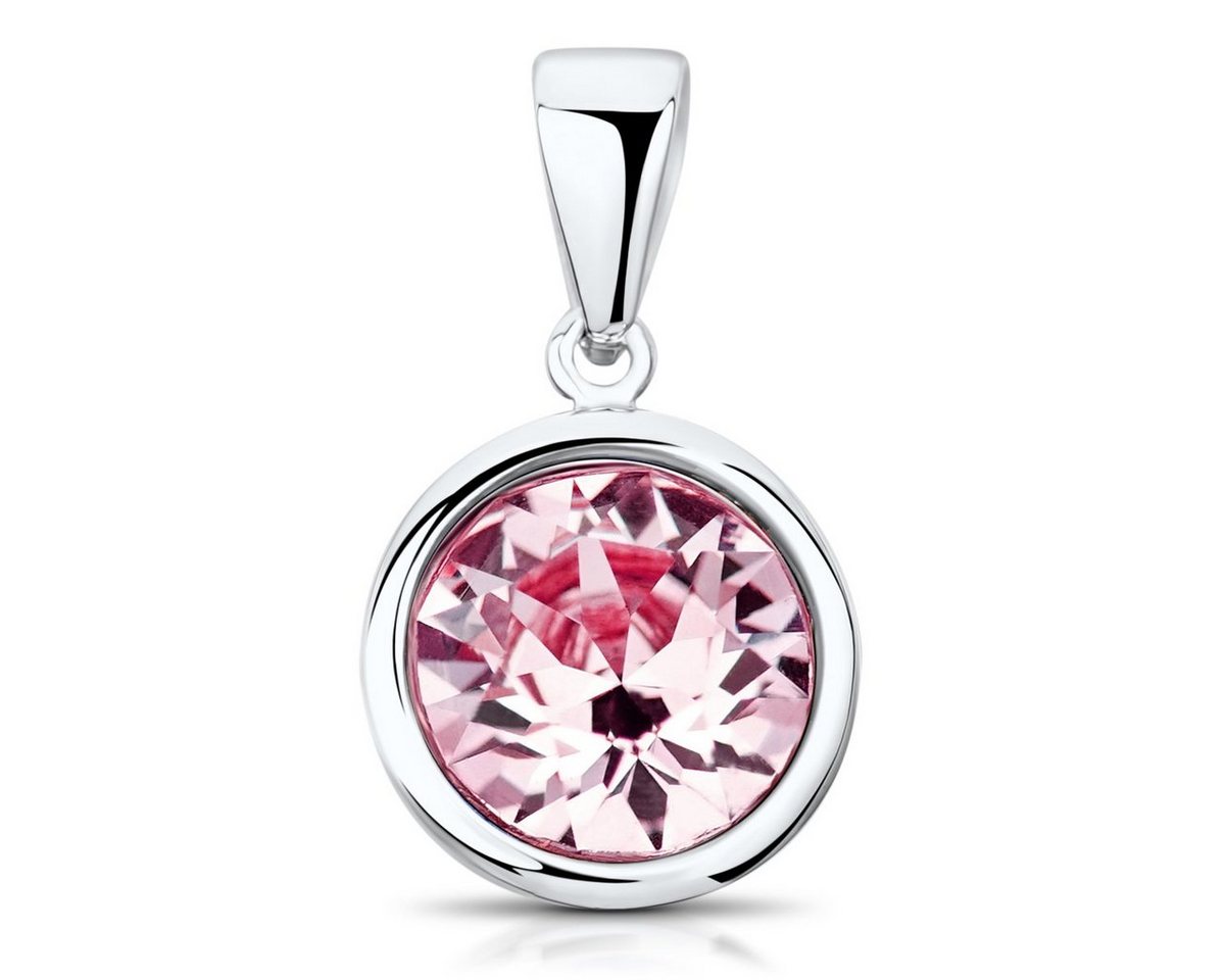 Materia Kristallanhänger Damen Kristallanhänger Ø10mm Rosa KA-462, aus 925 Sterling Silber, rhodiniert von Materia