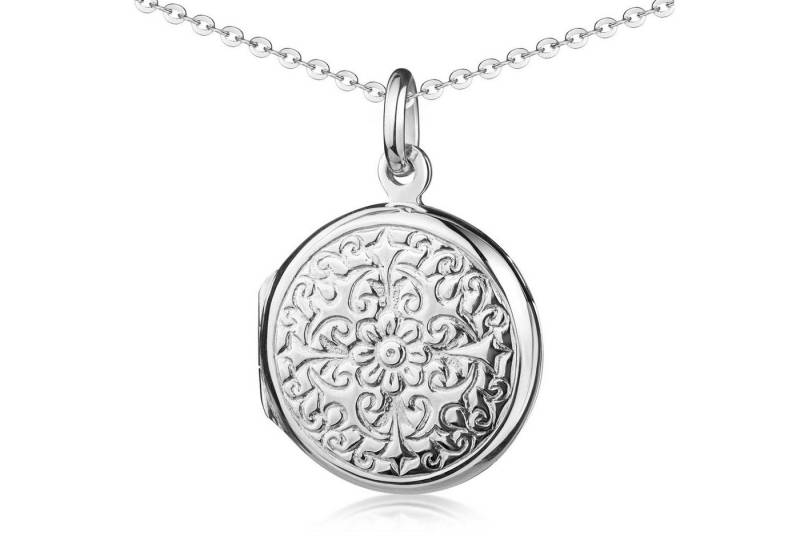 Materia Medallionanhänger Damen Medaillon Silber Blumen Ornamente KA-186, 925 Sterling Silber von Materia