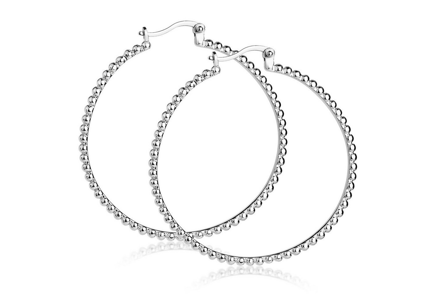 Materia Paar Creolen Damen Creolen Silber Kugeln Ø40mm SO-506, 925 Sterling Silber, rhodiniert von Materia