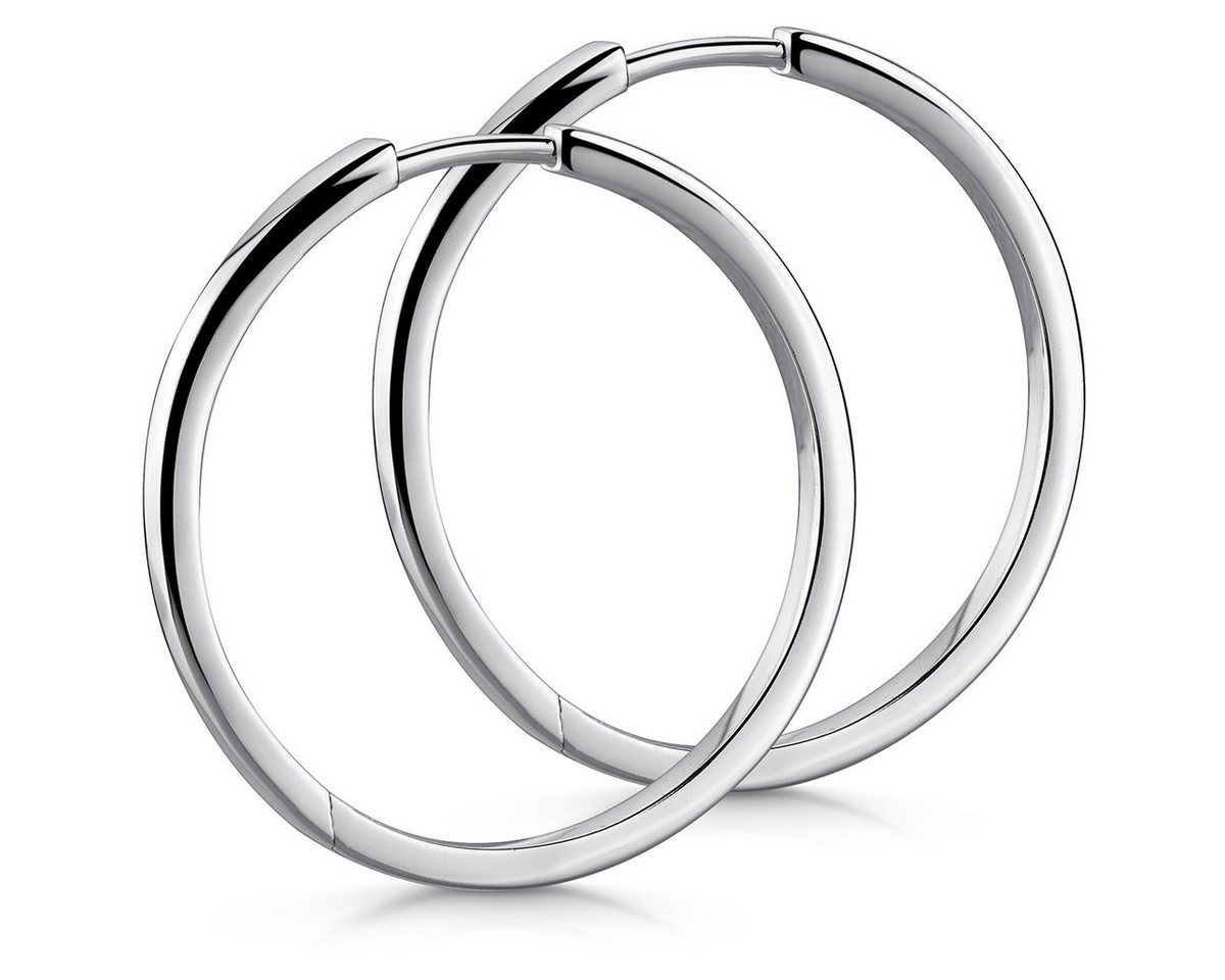 Materia Paar Creolen Damen Ohrringe Silber massiv Ø33mm SO-429, 925 Sterling Silber, rhodiniert von Materia