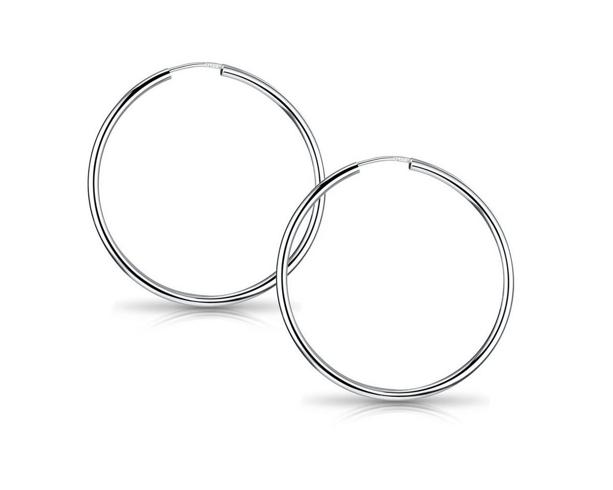 Materia Paar Creolen Damen Ohrringe filigran Ø29mm SO-105, 925 Sterling Silber, rhodiniert von Materia