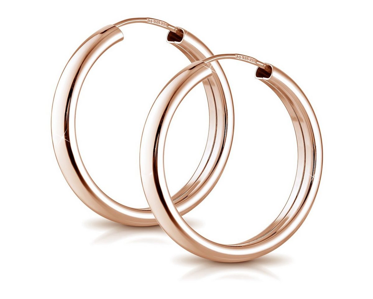 Materia Paar Creolen Damen Rosegold Ø25mm SO-120, Sterlingsilber, rosevergoldet von Materia