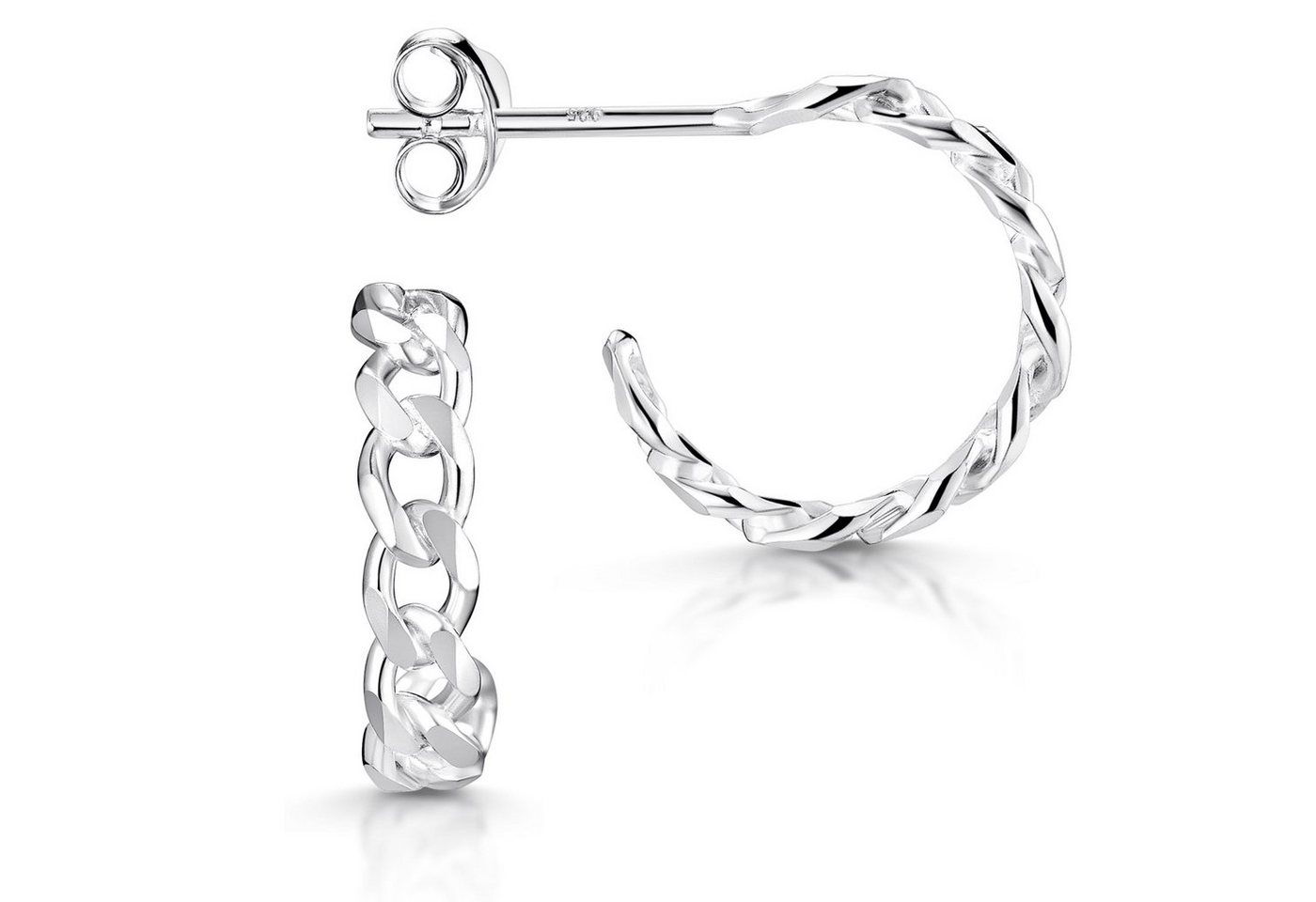Materia Paar Creolen Damen Silber Panzerkette-Design Ø14mm SO-127, 925 Sterling Silber, Hochglanz Materia Paar Creolen Damen Silber Panzerkette-Design Ø14mm SO-127, 925 Sterling Silber, Hochglanz von Materia