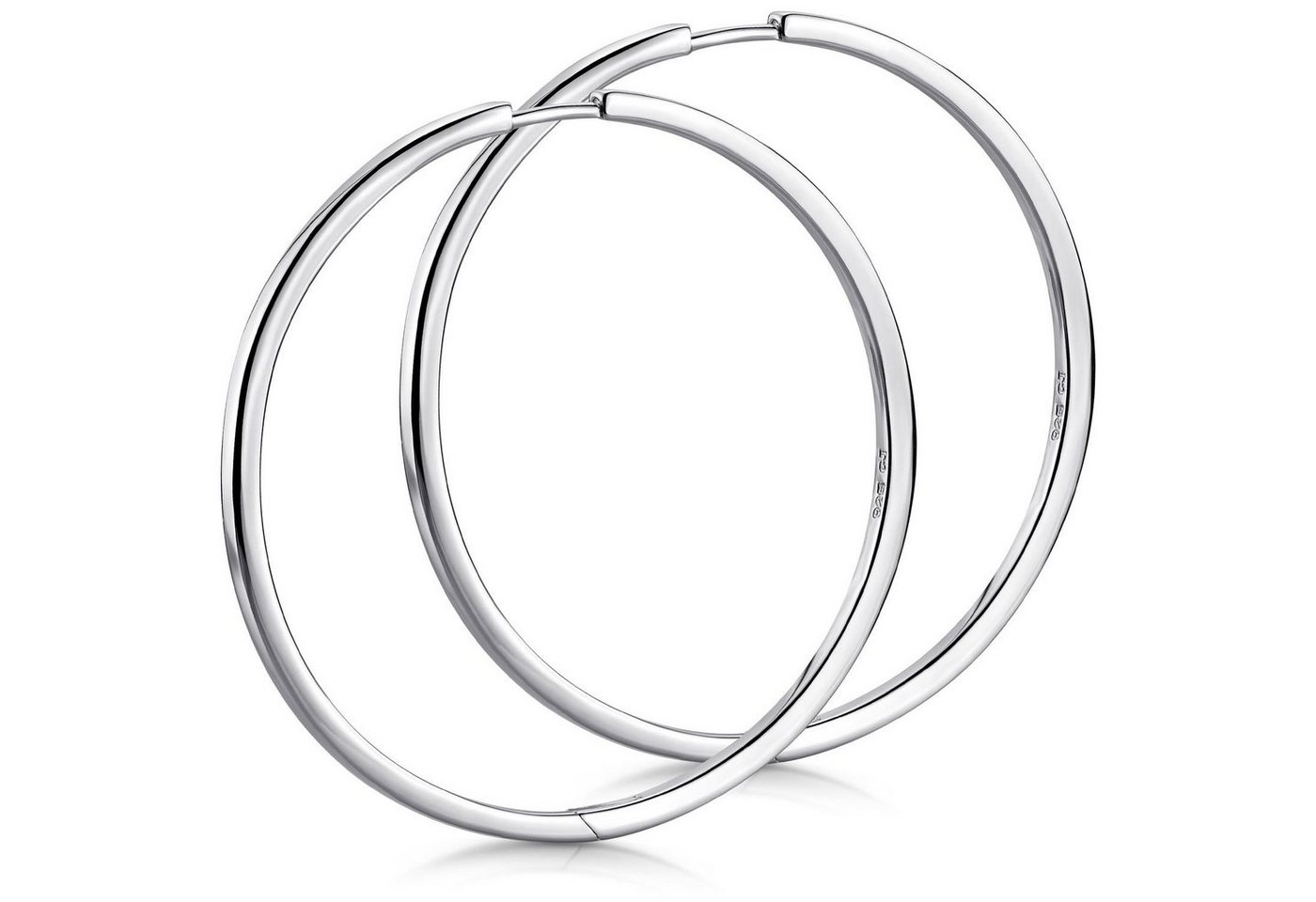 Materia Paar Creolen Damen Silber klassisch Ø43mm SO-430, 925 Sterling Silber, rhodiniert von Materia