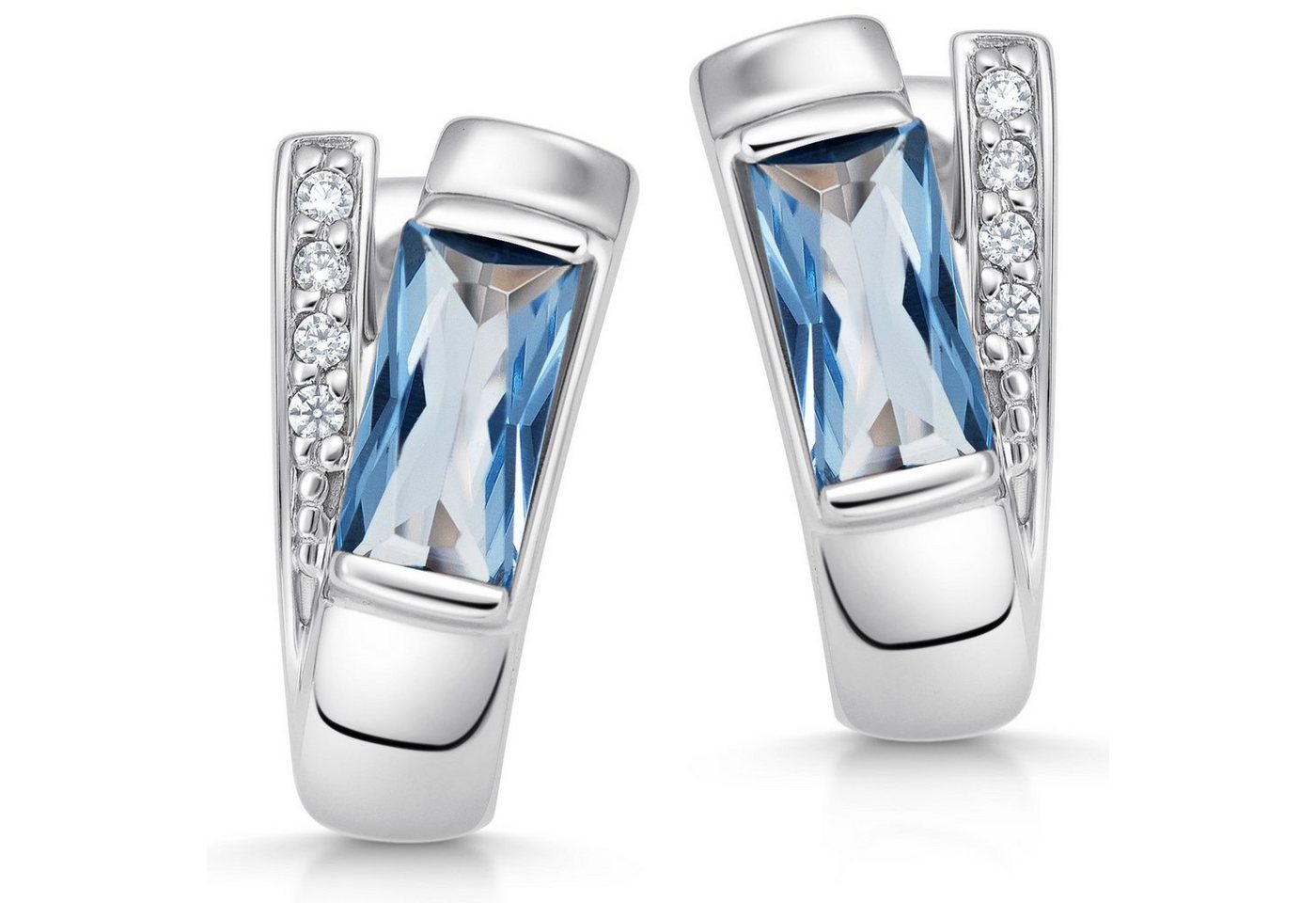 Materia Paar Creolen Damen Zirkonia Creolen Blau Weiß Klappverschluss SO-348, 925 Sterling Silber, rhodiniert Materia Paar Creolen Damen Zirkonia Creolen Blau Weiß Klappverschluss SO-348, 925 Sterling Silber, rhodiniert von Materia