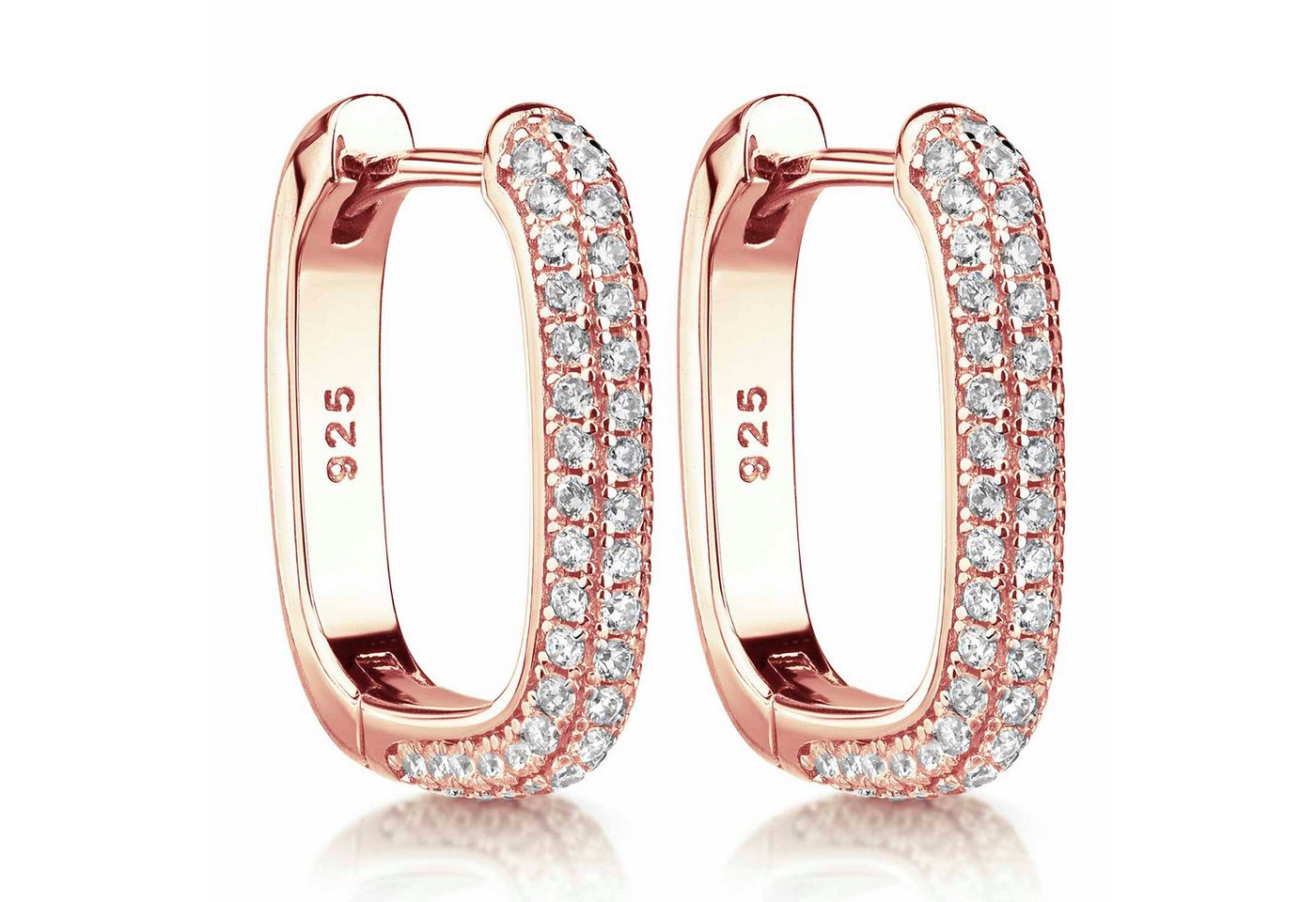 Materia Paar Creolen Klapp-Creolen Rosegold mit Zirkonia eckig SO-482, 925 Sterling Silber, rosevergoldet Materia Paar Creolen Klapp-Creolen Rosegold mit Zirkonia eckig SO-482, 925 Sterling Silber, rosevergoldet von Materia