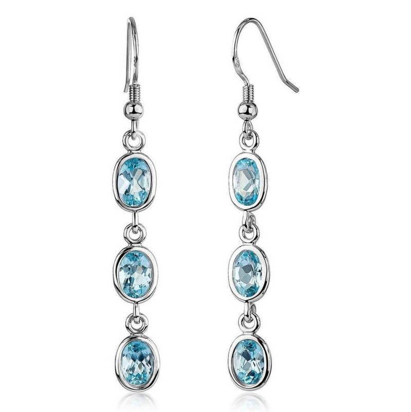 Materia Paar Ohrhänger Damen Edelstein Ohrringe Blautopas hellblau SO-183, 925 Sterling Silber, rhodiniert von Materia