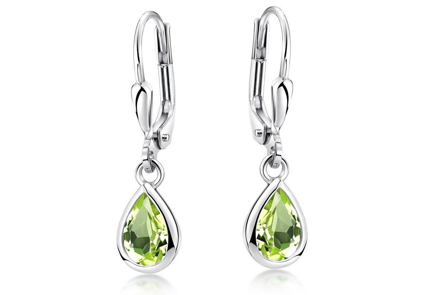 Materia Paar Ohrhänger Damen Peridot Grün Edelstein SO-448, 925 Sterling Silber von Materia