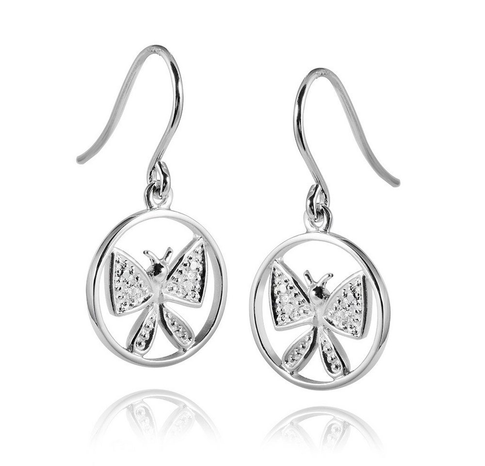 Materia Paar Ohrhänger Damen Schmetterling / Butterfly Zirkonia SO-31, 925 Sterling Silber, rhodiniert von Materia