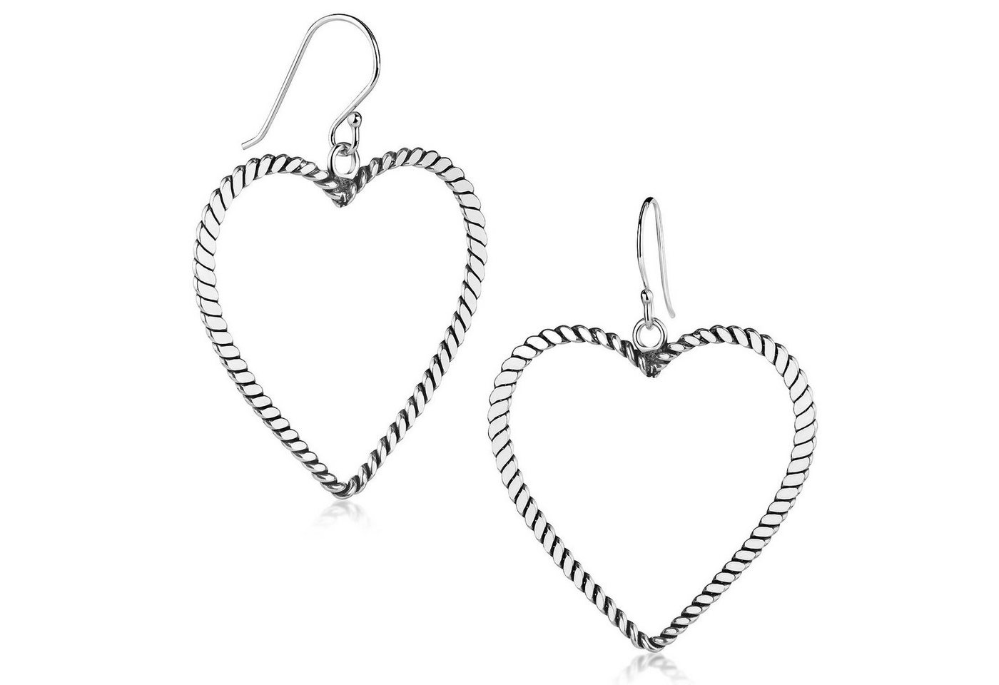 Materia Paar Ohrhänger Damen Silber Herz antik groß SO-499, 925 Sterling Silber, oxidiert von Materia