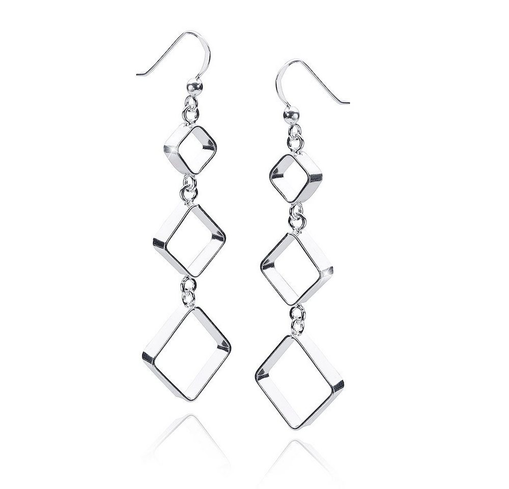 Materia Paar Ohrhänger Damen Silber Quadrate Geometrisch lang SO-290, 925 Sterling Silber, rhodiniert von Materia