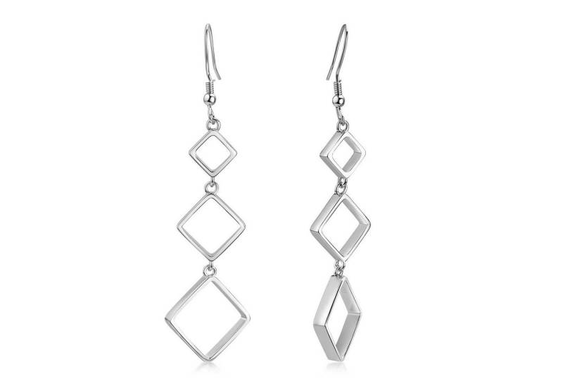 Materia Paar Ohrhänger Damen Silber Quadrate Geometrisch lang SO-290, 925 Sterling Silber, rhodiniert von Materia