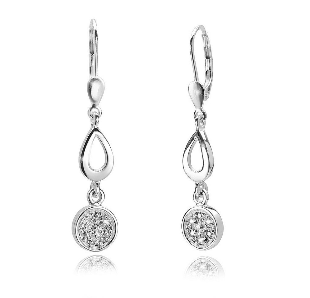 Materia Paar Ohrhänger Damen Silber Zirkonia Tropfen hängend SO-310, 925 Sterling Silber, rhodiniert von Materia