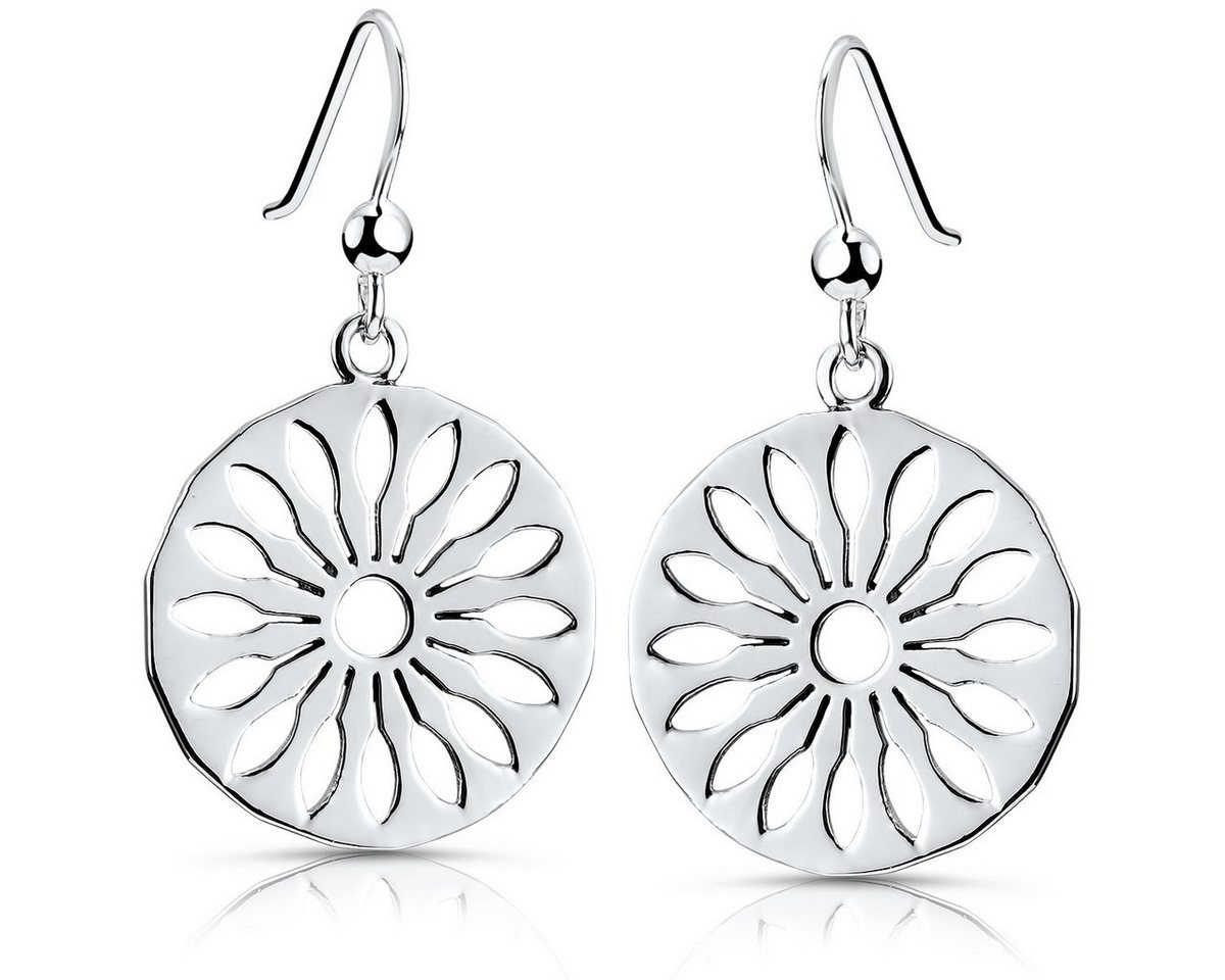 Materia Paar Ohrhänger Silber Blume / Mandala SO-398, 925 Sterling Silber von Materia