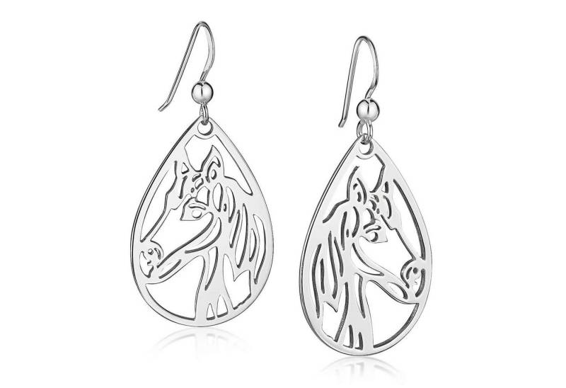 Materia Paar Ohrhaken Damen Pferde Kopf Ohrringe Pony Reiten SO-180, 925 Sterling Silber von Materia