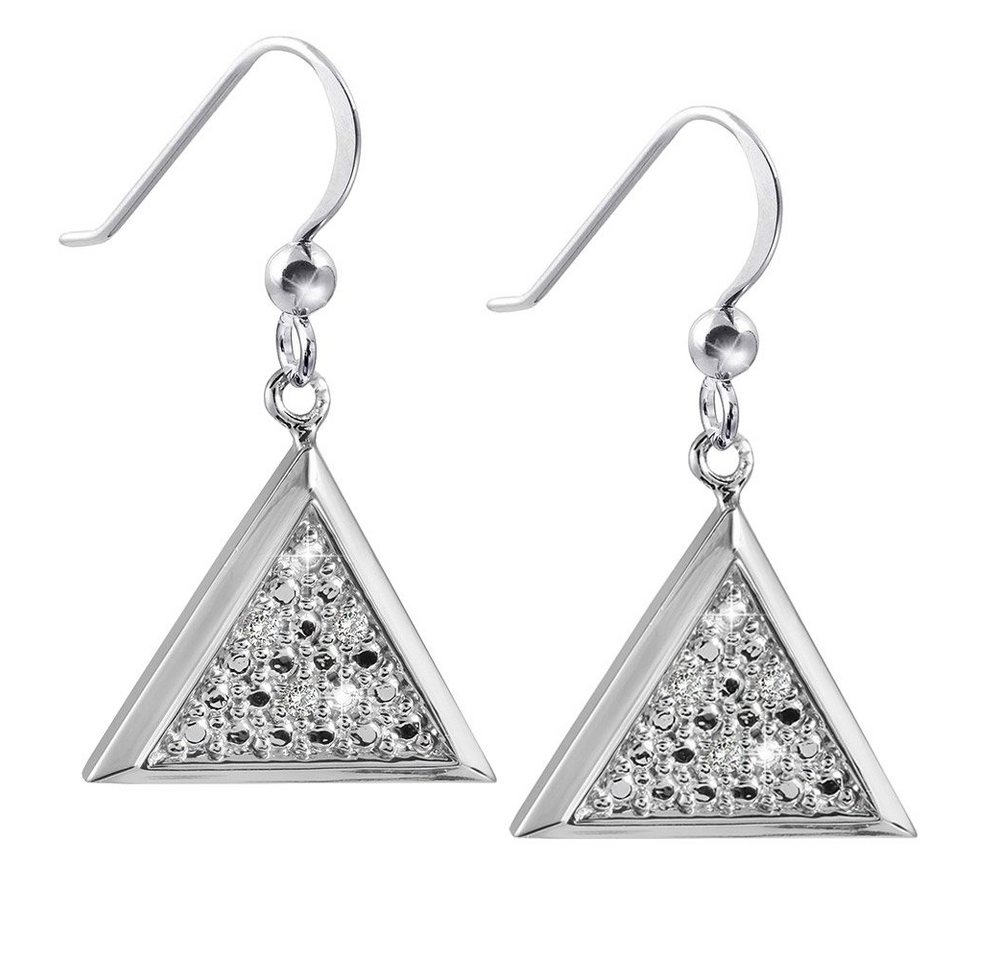 Materia Paar Ohrhaken Damen Silber Dreieck geometrisch Zirkonia SO-291, 925 Sterling Silber, rhodiniert von Materia