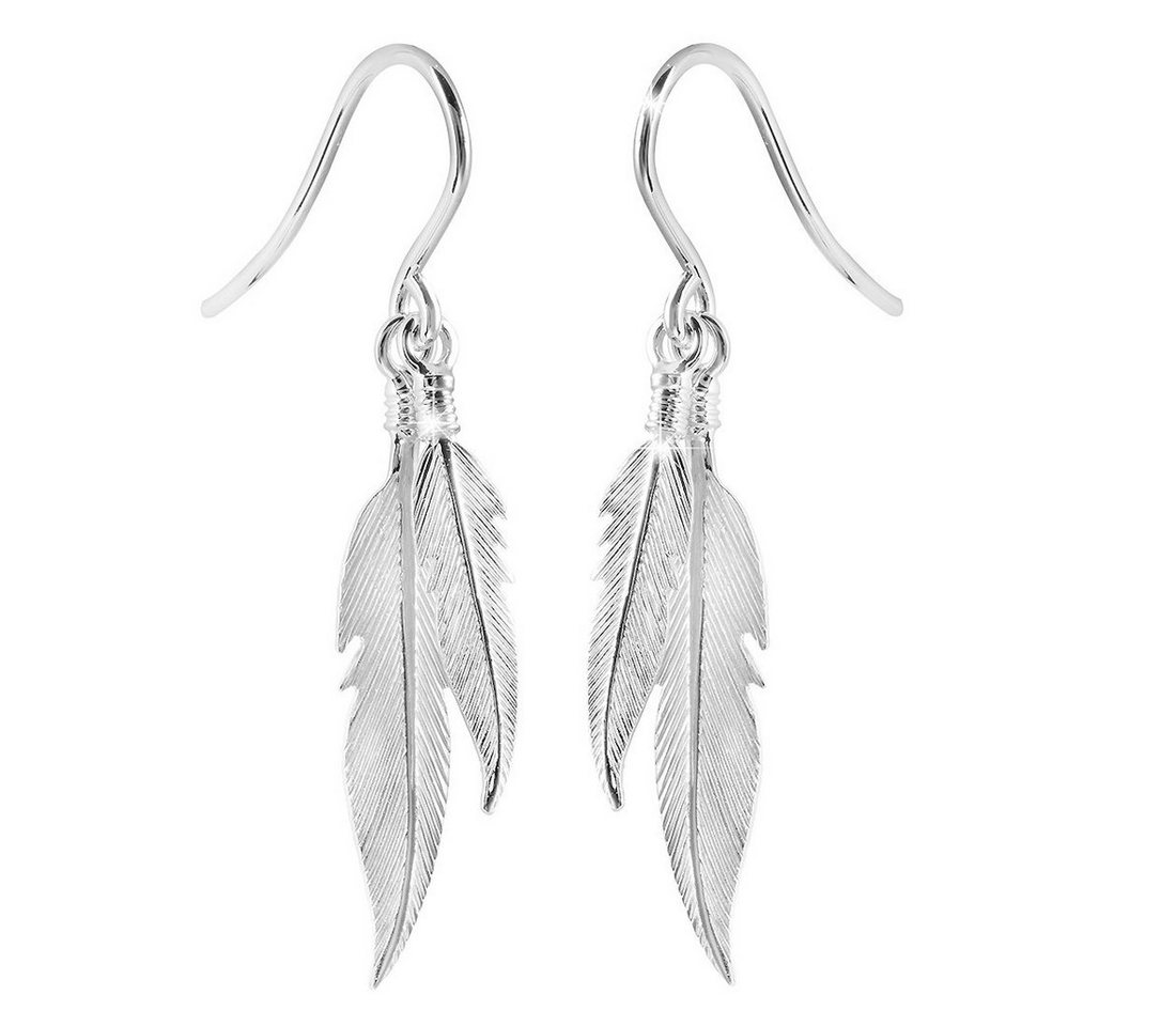 Materia Paar Ohrhaken Damen Silber Federn Vogel Freiheit hängend SO-111, 925 Sterling Silber, rhodiniert Materia Paar Ohrhaken Damen Silber Federn Vogel Freiheit hängend SO-111, 925 Sterling Silber, rhodiniert von Materia