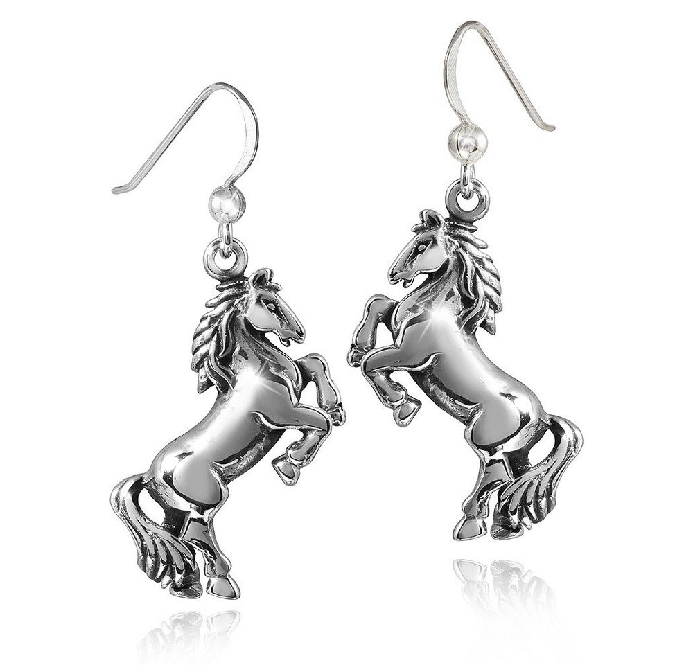 Materia Paar Ohrhaken Damen Silber Pferd Pony Ohrringe antik SO-268, 925 Sterling Silber, oxidiert von Materia