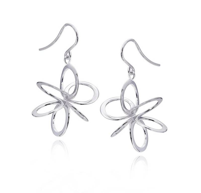 Materia Paar Ohrhaken Damen Silber Spirale 3D Blumen / Blüten SO-275, 925 Sterling Silber, rhodiniert von Materia