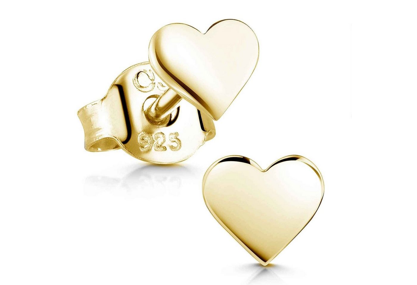 Materia Paar Ohrstecker Damen Kinder Gold Herzen Liebe klein SO-260, Sterlingsilber, vergoldet von Materia