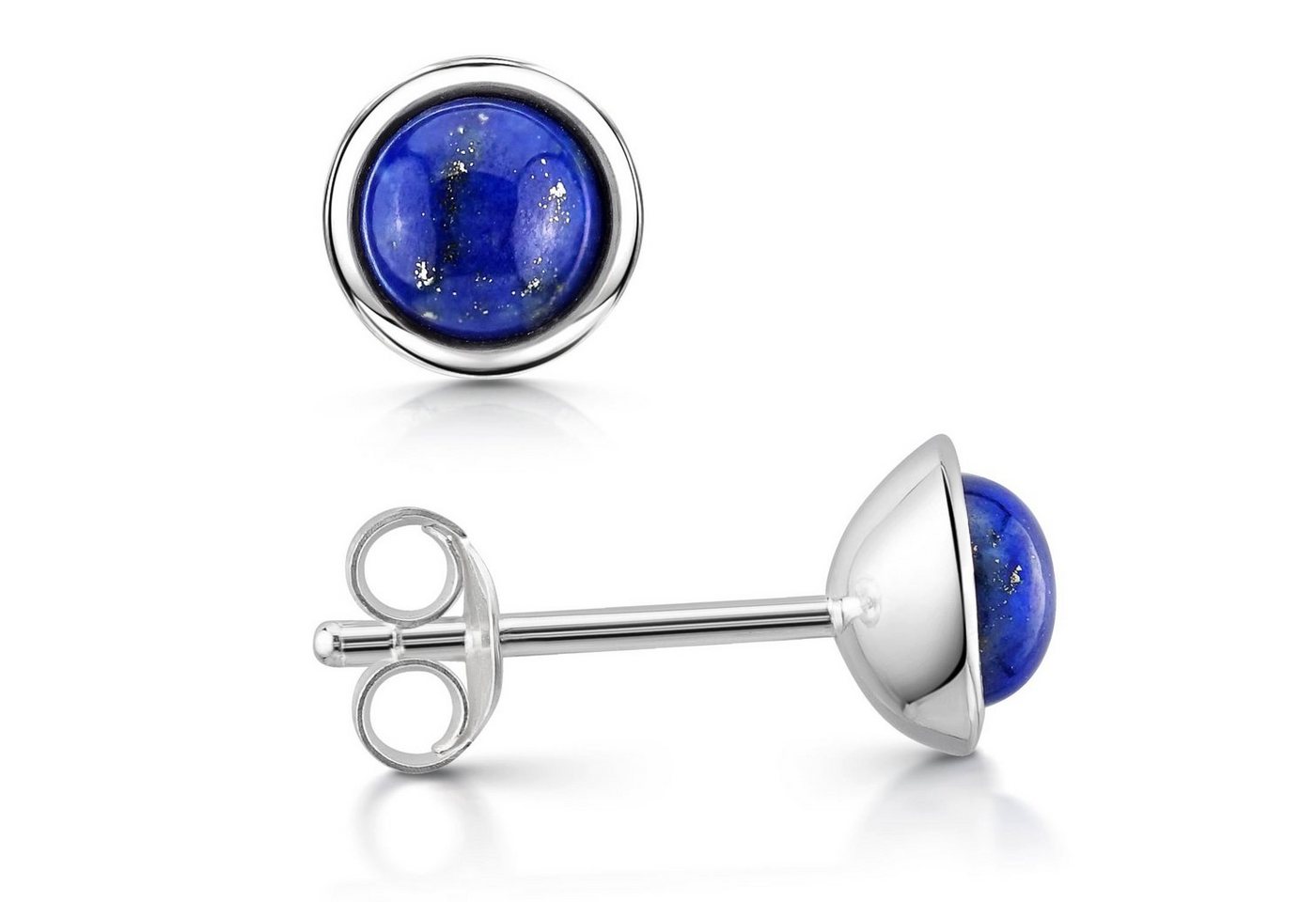 Materia Paar Ohrstecker Damen Ohrringe Lapislazuli blau SO-46, aus 925 Sterling Silber, rhodiniert von Materia