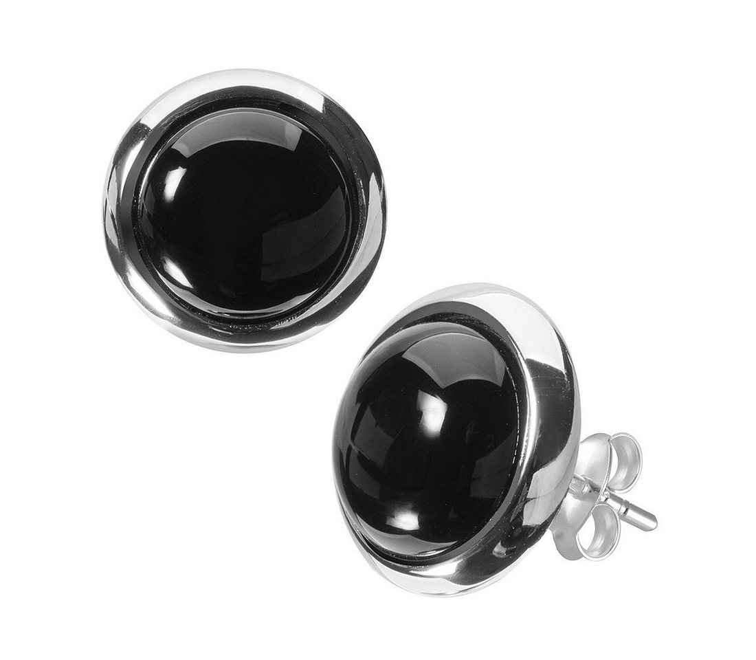 Materia Paar Ohrstecker Damen Onyx Edelstein Ø11mm SO-349, Fassung aus 925 Sterling Silber von Materia