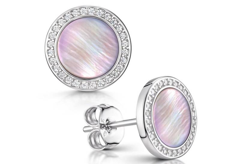 Materia Paar Ohrstecker Damen Perlmutt Rosa Zirkonia SO-394, 925 Sterling Silber, rhodiniert von Materia