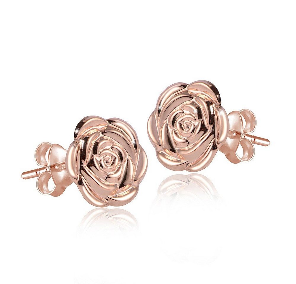 Materia Paar Ohrstecker Damen Rosegold Rosen Blüten Ø11mm SO-254, Sterlingsilber, rosevergoldet von Materia