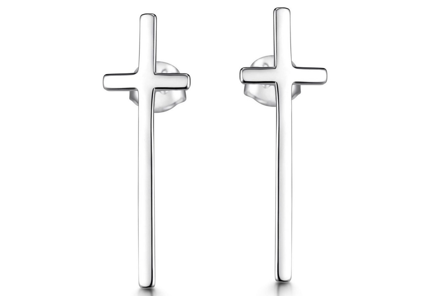 Materia Paar Ohrstecker Damen Silber Kreuze Religion lang SO-328, 925 Sterling Silber, rhodiniert von Materia