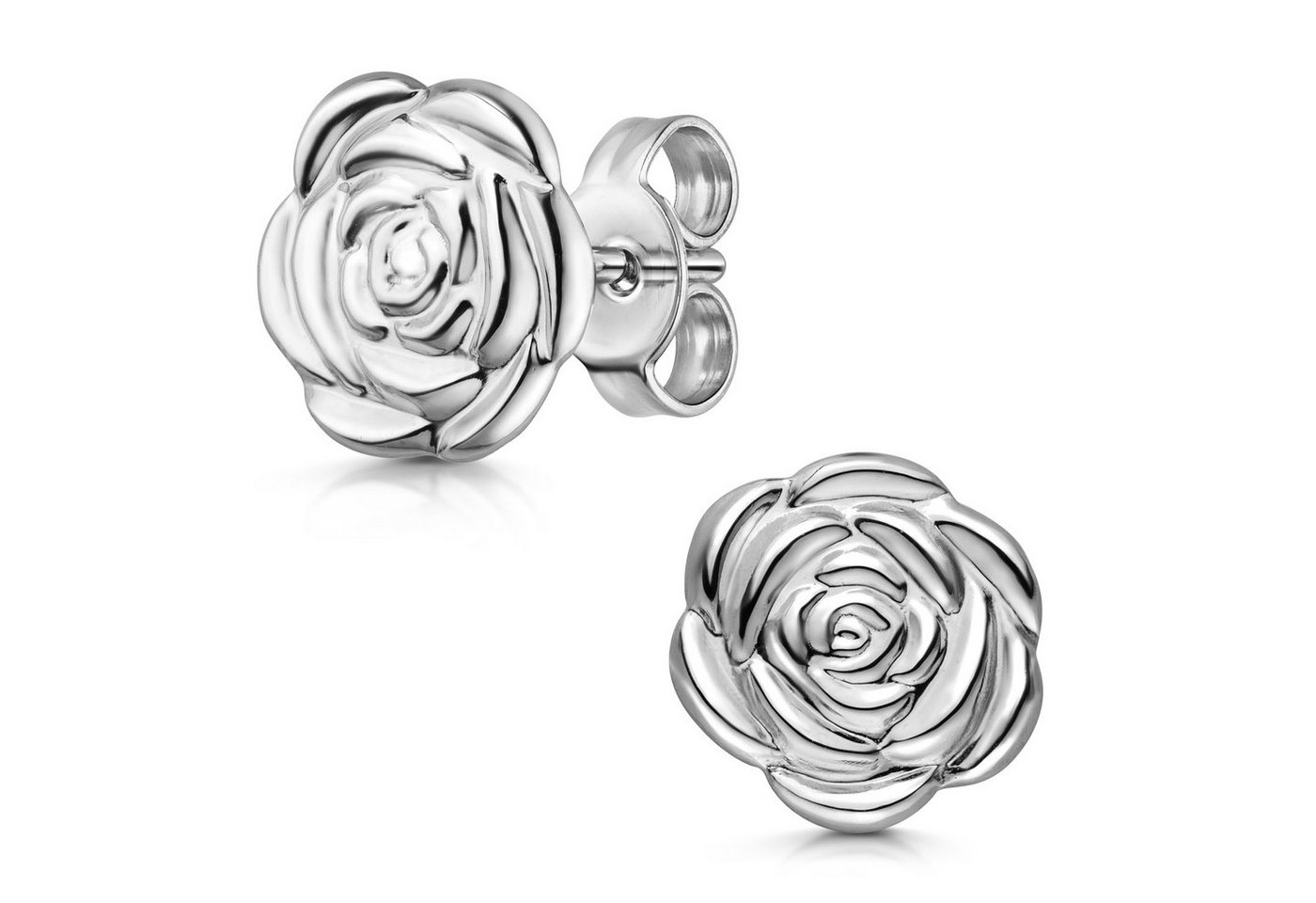 Materia Paar Ohrstecker Damen Silber Rose Blüte Ø11mm SO-212, 925 Sterling Silber, rhodiniert Materia Paar Ohrstecker Damen Silber Rose Blüte Ø11mm SO-212, 925 Sterling Silber, rhodiniert von Materia