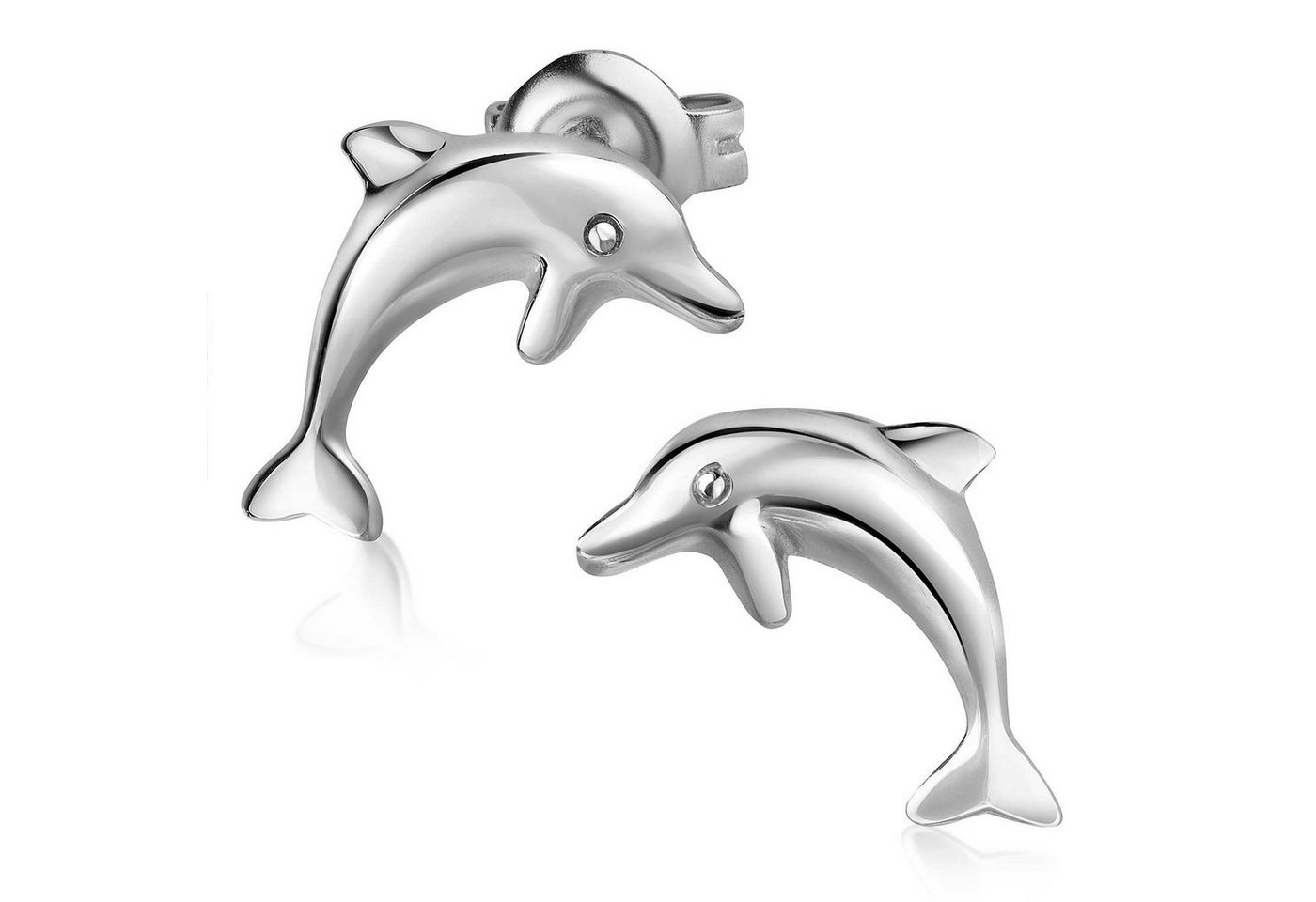 Materia Paar Ohrstecker Delfin Ohrringe Silber Dolphin SO-318, 925 Sterling Silber, rhodiniert von Materia