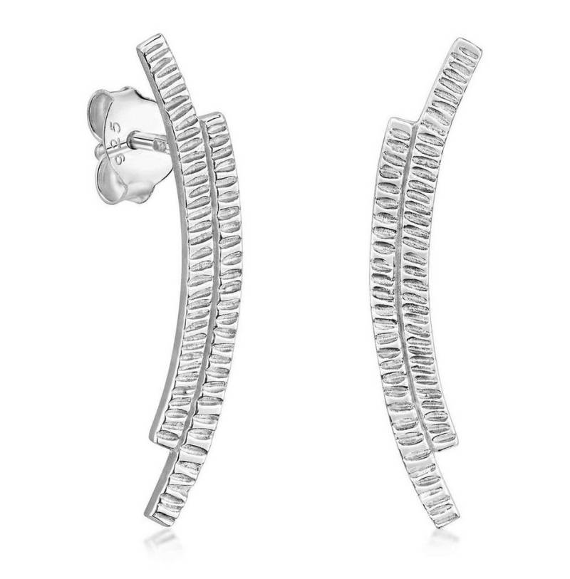 Materia Paar Ohrstecker Ear Climber Ohrringe mattiert mit Struktur SO-132, 925 Sterling Silber von Materia