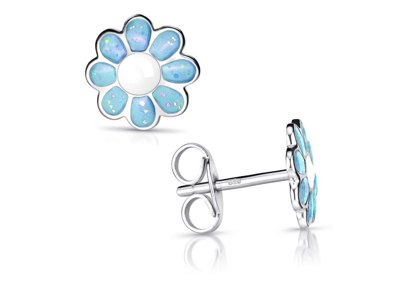 Materia Paar Ohrstecker Kinderohrringe Blume / Blüte Blau Glitter SO-399, 925 Sterling Silber, rhodiniert Materia Paar Ohrstecker Kinderohrringe Blume / Blüte Blau Glitter SO-399, 925 Sterling Silber, rhodiniert von Materia