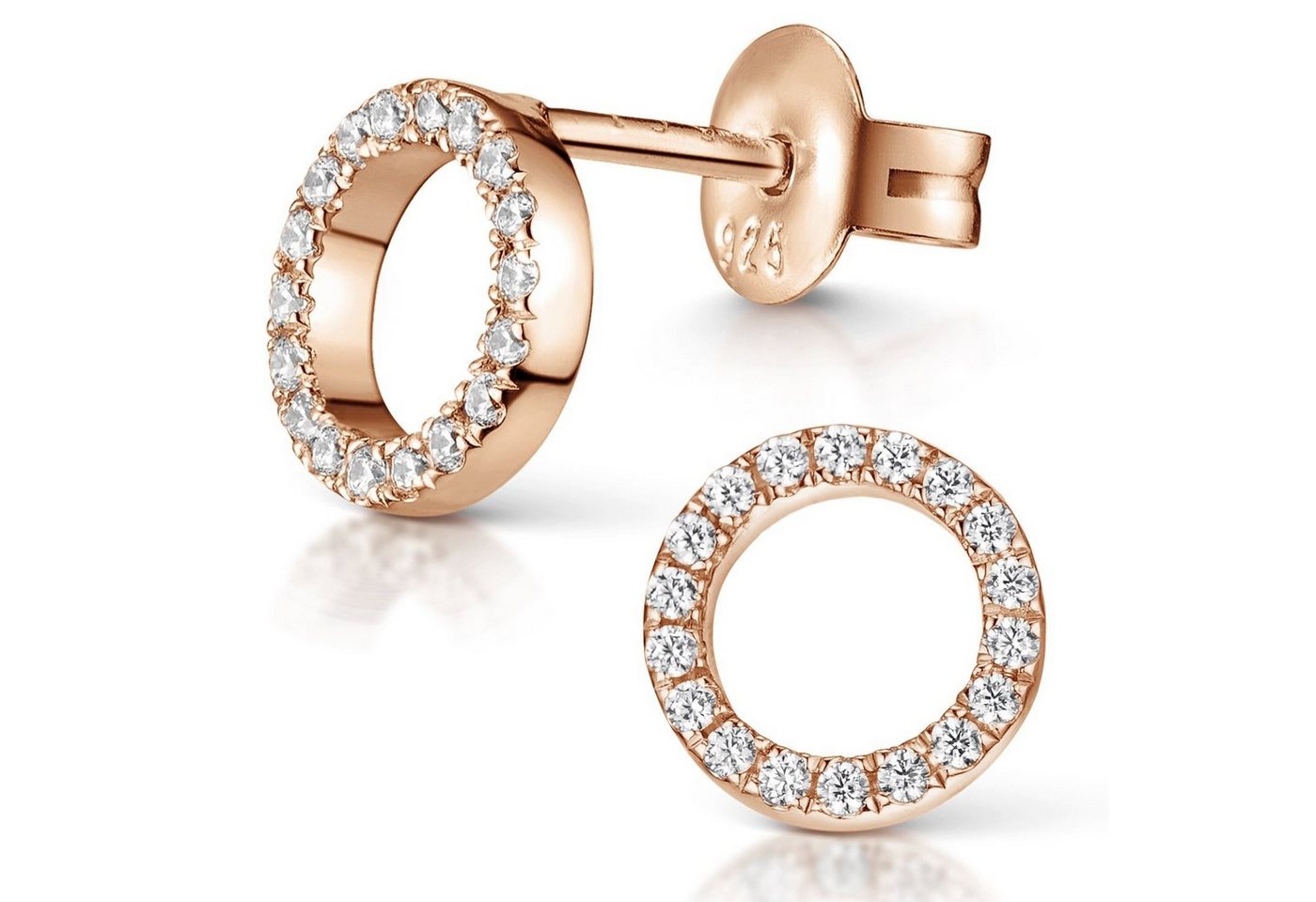 Materia Paar Ohrstecker Kreis Rosegold mit Zirkonia 8mm SO-439, aus 925 Sterling Silber, vergoldet Materia Paar Ohrstecker Kreis Rosegold mit Zirkonia 8mm SO-439, aus 925 Sterling Silber, vergoldet von Materia