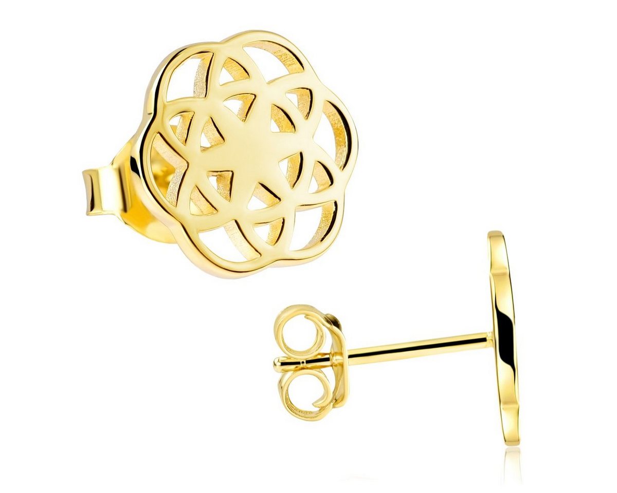 Materia Paar Ohrstecker Lebensblume / Blume des Lebens SO-384-gold, aus 925 Sterling Silber, vergoldet von Materia