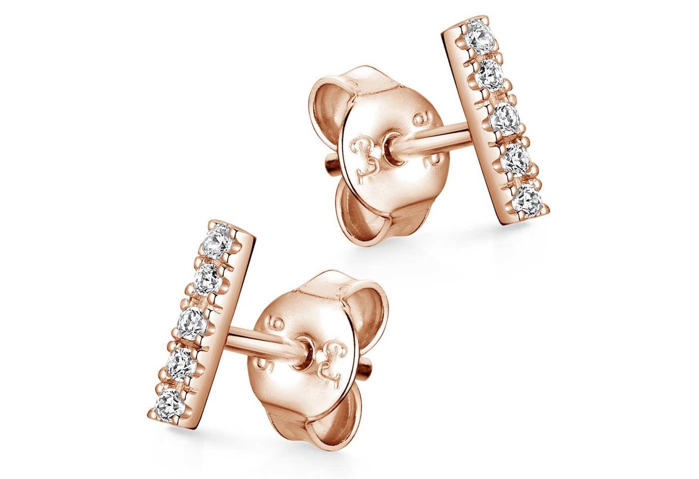 Materia Paar Ohrstecker Ohrringe Damen Rosegold Zirkonia SO-447, 925 Sterling Silber, vergoldet von Materia