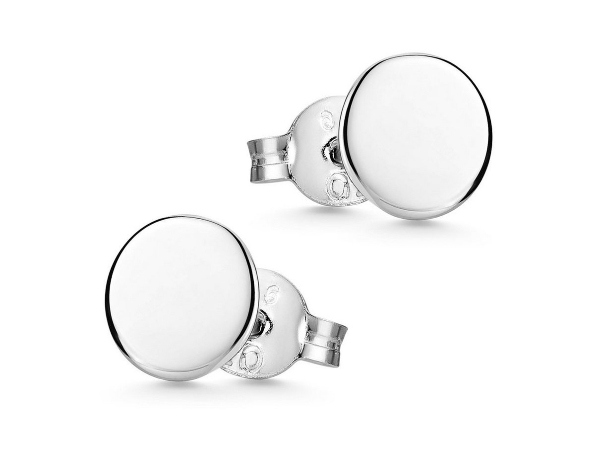 Materia Paar Ohrstecker Unisex Silber Plättchen Flach Rund Ø3-7mm SO-438, 925 Sterling Silber, rhodiniert von Materia