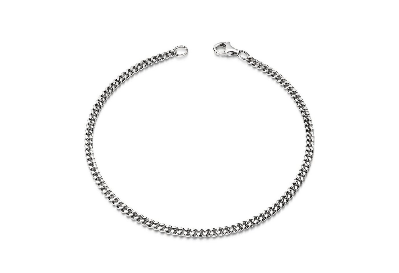 Materia Panzerarmband Damen Herren Panzerkette 2,8mm SA-134, 925 Sterling Silber, rhodiniert von Materia