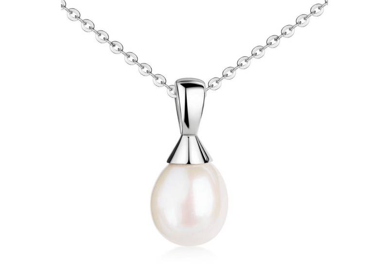 Materia Perlenanhänger Damen Silber echte Süßwasserperle Weiß KA-517, Fassung aus 925 Sterling Silber von Materia