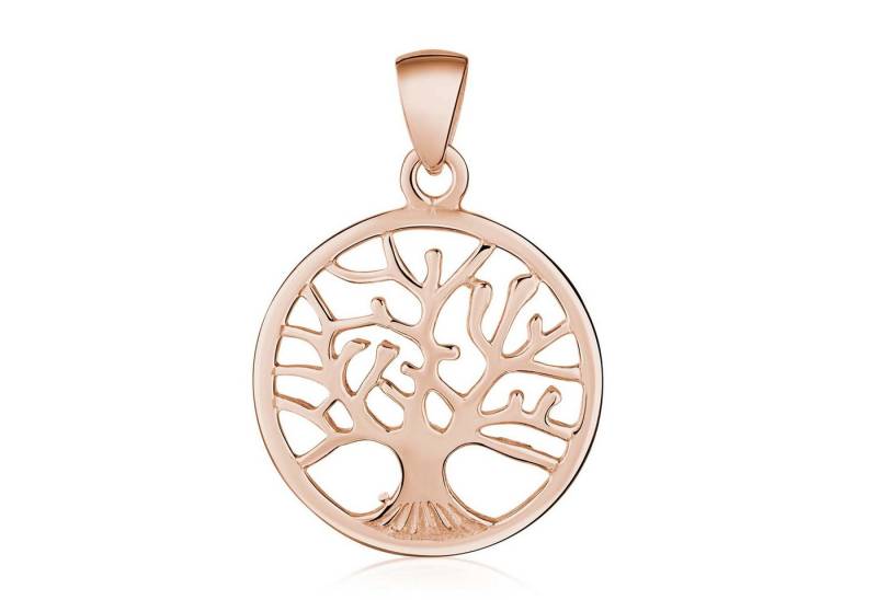 Materia Runder Anhänger Damen - Rosegold Kettenanhänger Baum des Lebens Ø22mm, 925 Sterling Silber, Rosé vergoldet von Materia