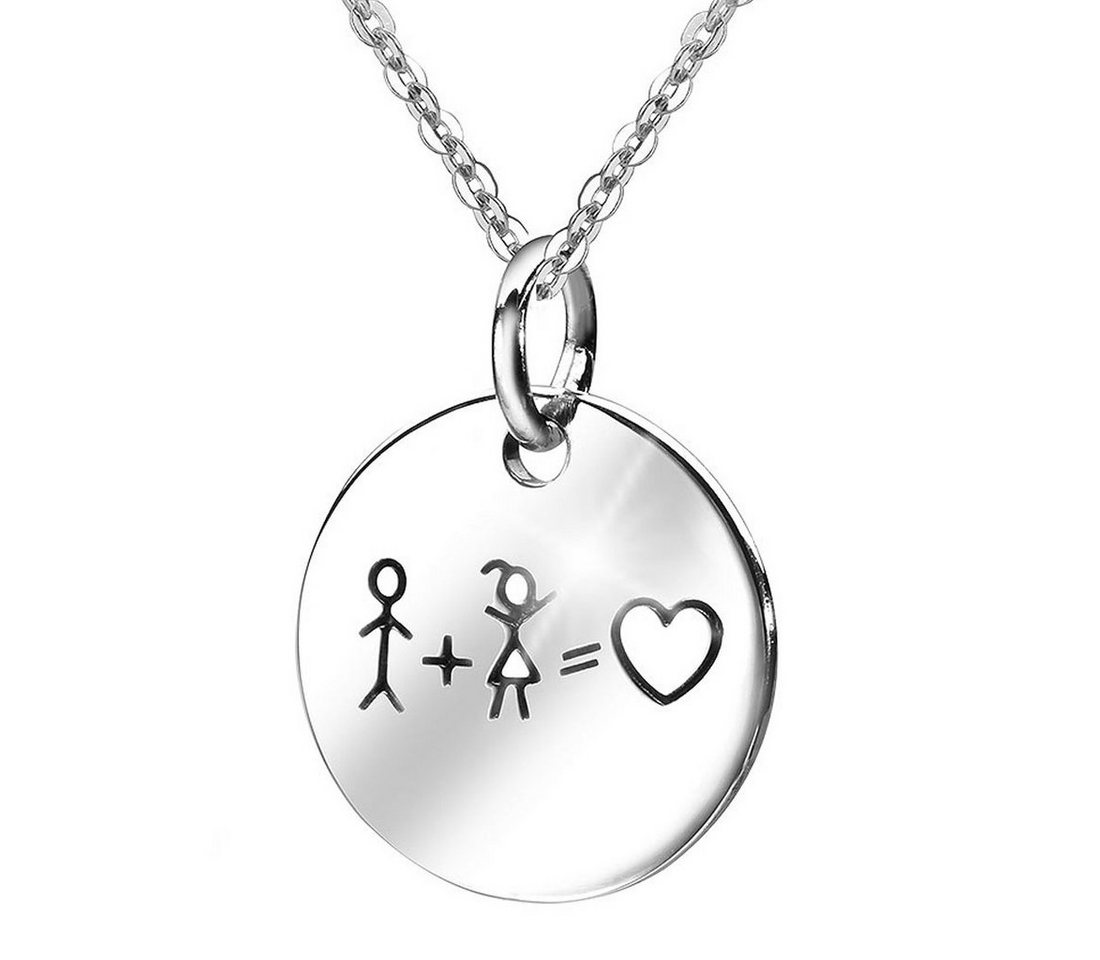 Materia Runder Anhänger Damen Kinder Anhänger mit Gravur Liebe Freundschaft KA-362, 925 Sterling Silber, rhodiniert von Materia