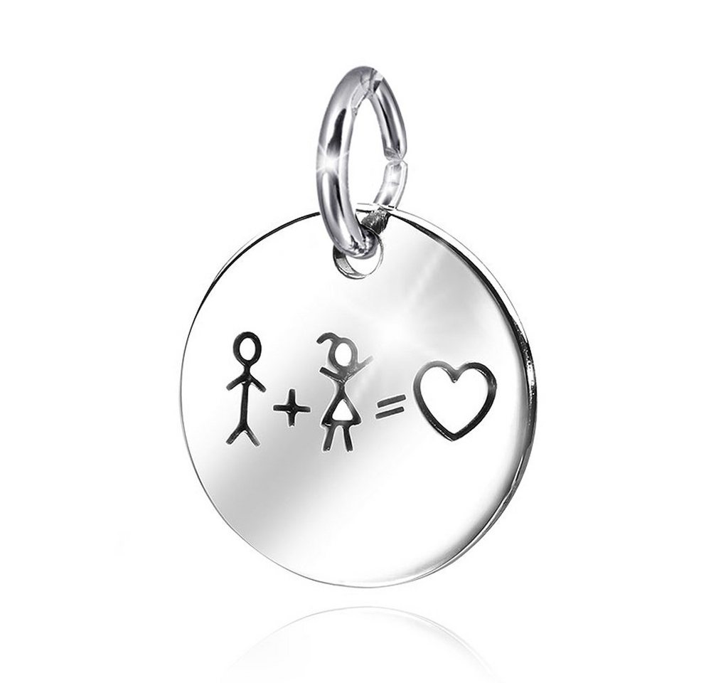 Materia Runder Anhänger Damen Kinder Anhänger mit Gravur Liebe Freundschaft KA-362, 925 Sterling Silber, rhodiniert von Materia