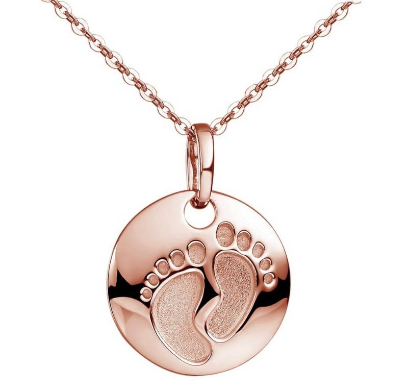 Materia Runder Anhänger Damen Rosegold Baby Füße Geburt KA-454, Sterlingsilber, rosevergoldet Materia Runder Anhänger Damen Rosegold Baby Füße Geburt KA-454, Sterlingsilber, rosevergoldet von Materia