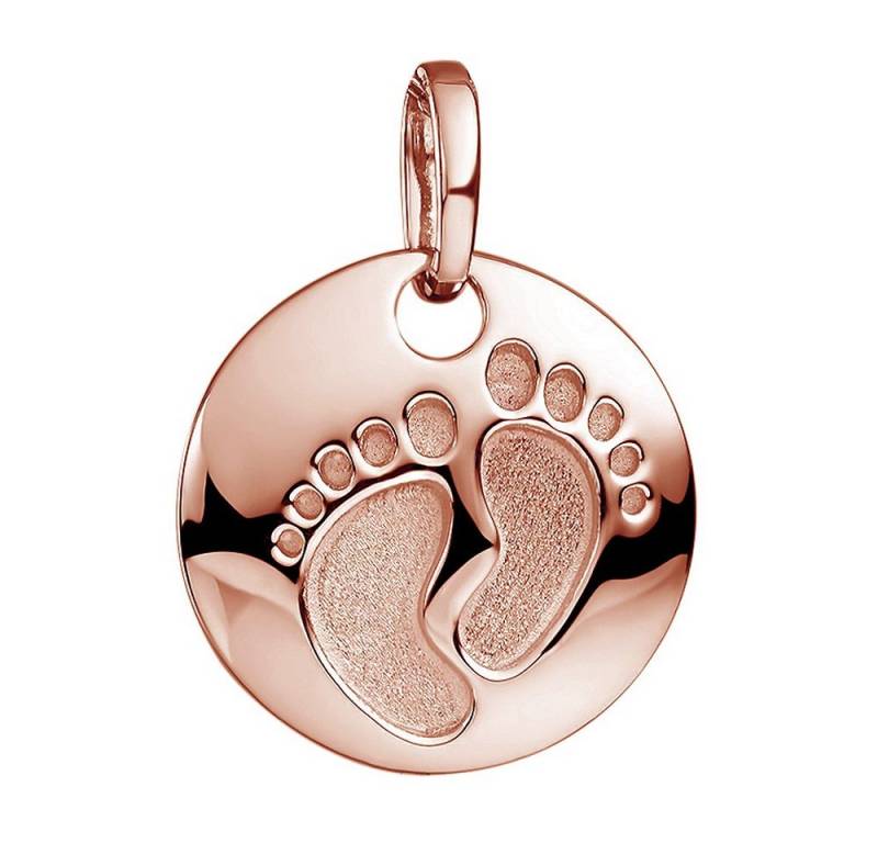 Materia Runder Anhänger Damen Rosegold Baby Füße Geburt KA-454, Sterlingsilber, rosevergoldet Materia Runder Anhänger Damen Rosegold Baby Füße Geburt KA-454, Sterlingsilber, rosevergoldet von Materia