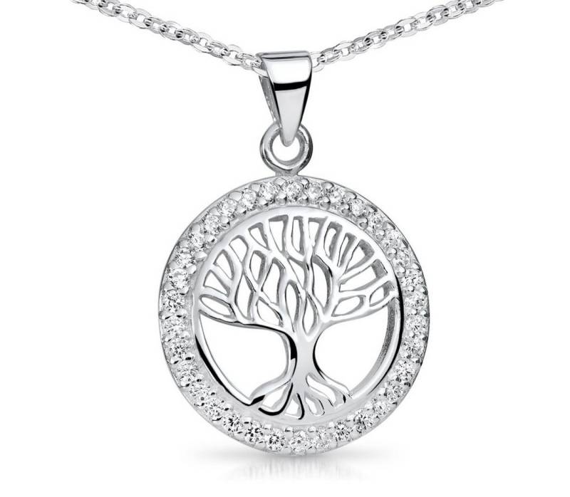 Materia Runder Anhänger Damen Silber Lebensbaum Zirkonia keltisch Ø19mm KA-363, 925 Sterling Silber von Materia