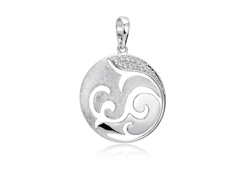 Materia Runder Anhänger Damen Silber Ornament Anhänger Zirkonia Ø23mm KA-455, 925 Sterling Silber, rhodiniert Materia Runder Anhänger Damen Silber Ornament Anhänger Zirkonia Ø23mm KA-455, 925 Sterling Silber, rhodiniert von Materia