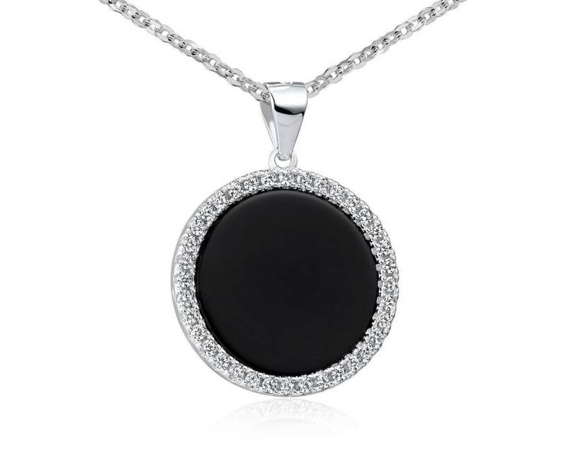 Materia Runder Anhänger Damen Silber Zirkonia Edelstein Onyx Schwarz Ø18mm KA-456, 925 Sterling Silber, rhodiniert Materia Runder Anhänger Damen Silber Zirkonia Edelstein Onyx Schwarz Ø18mm KA-456, 925 Sterling Silber, rhodiniert von Materia