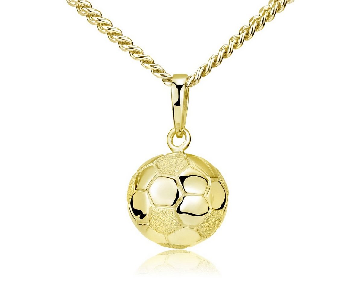 Materia Runder Anhänger Fußball 3D Ball Sport Gelbgold KA-461, Sterlingsilber, vergoldet von Materia